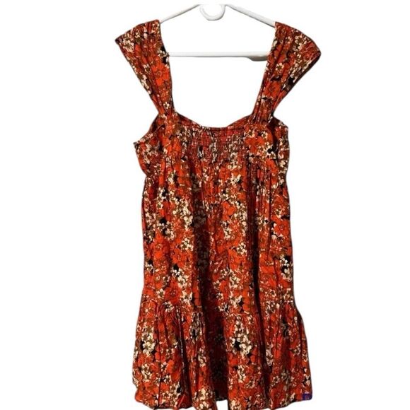 Free People night combo mini dress floral autumn colors sweetheart neckline XS - Picture 4 of 10